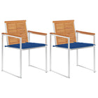 Tuinstoelen 2 st massief acaciahout staal koningsblauw