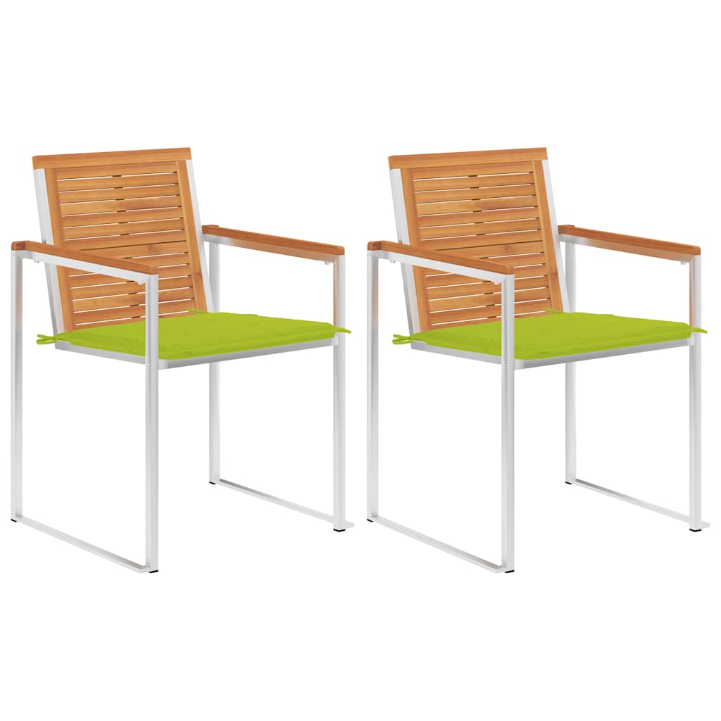 Tuinstoelen 2 St Met Kussens Massief Acaciahout En Staal Heldergroen