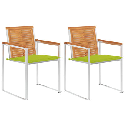 Tuinstoelen 2 St Met Kussens Massief Acaciahout En Staal Heldergroen