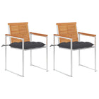Tuinstoelen 2 st massief acaciahout staal antraciet kussens