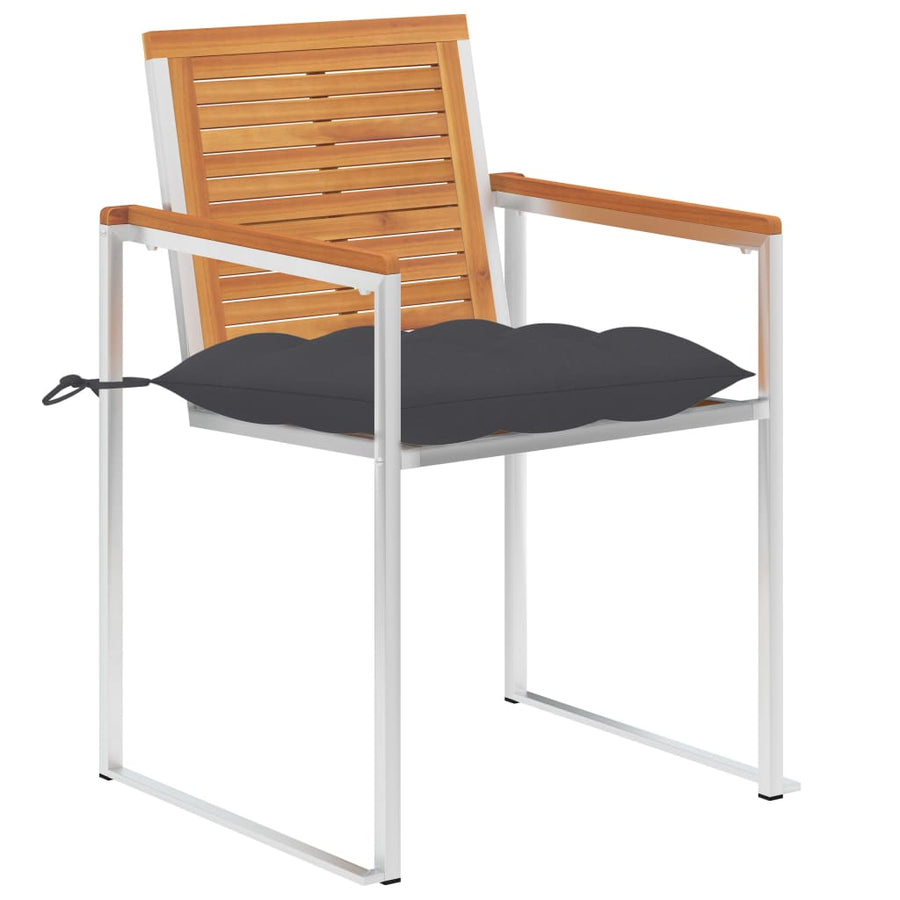 Tuinstoelen 2 St Met Kussens Massief Acaciahout En Staal 1 Antraciet