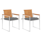 Garden chairs 2 pcs with cushions solid acacia wood and steel