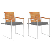 Tuinstoelen 2 st massief acaciahout staal grijs