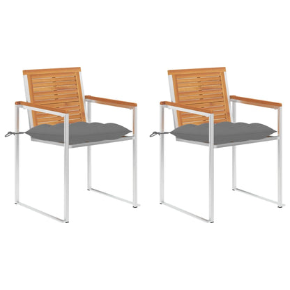 Tuinstoelen 2 St Met Kussens Massief Acaciahout En Staal 1 Grijs