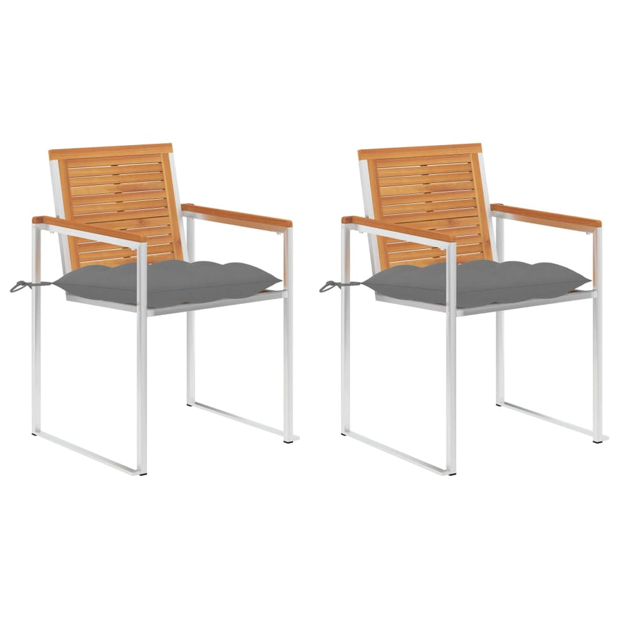 Tuinstoelen 2 St Met Kussens Massief Acaciahout En Staal 1 Grijs