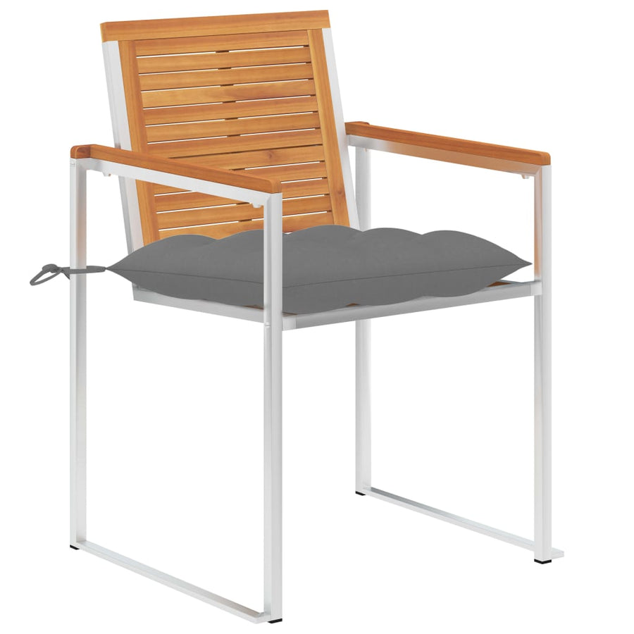 Tuinstoelen 2 St Met Kussens Massief Acaciahout En Staal 1 Grijs