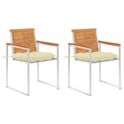 Garden chairs 2 pcs with cushions solid acacia wood and steel
