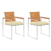Tuinstoelen 2 st massief acaciahout staal crème