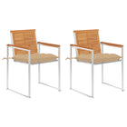 Garden Chairs with Cushions Solid Acacia Wood and Steel 2