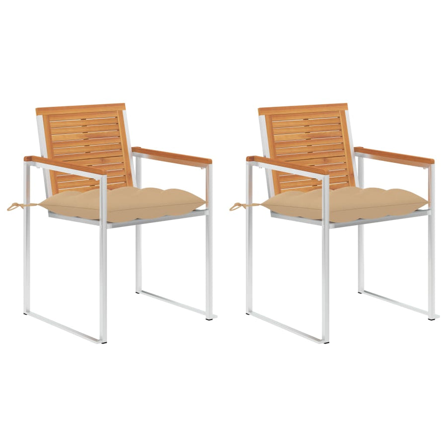 Tuinstoelen Met Kussens Massief Acaciahout En Staal 2
