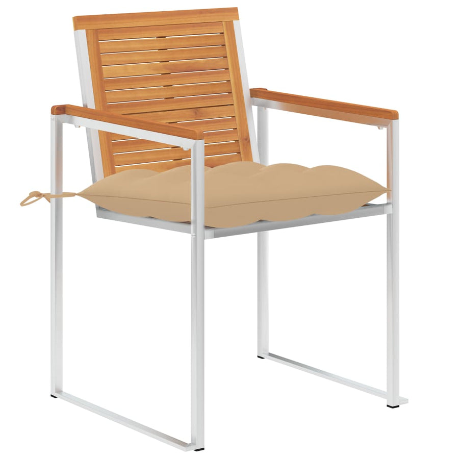 Tuinstoelen Met Kussens Massief Acaciahout En Staal 2