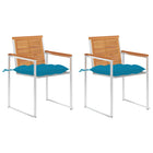 Tuinstoelen 2 st massief acaciahout staal lichtblauw
