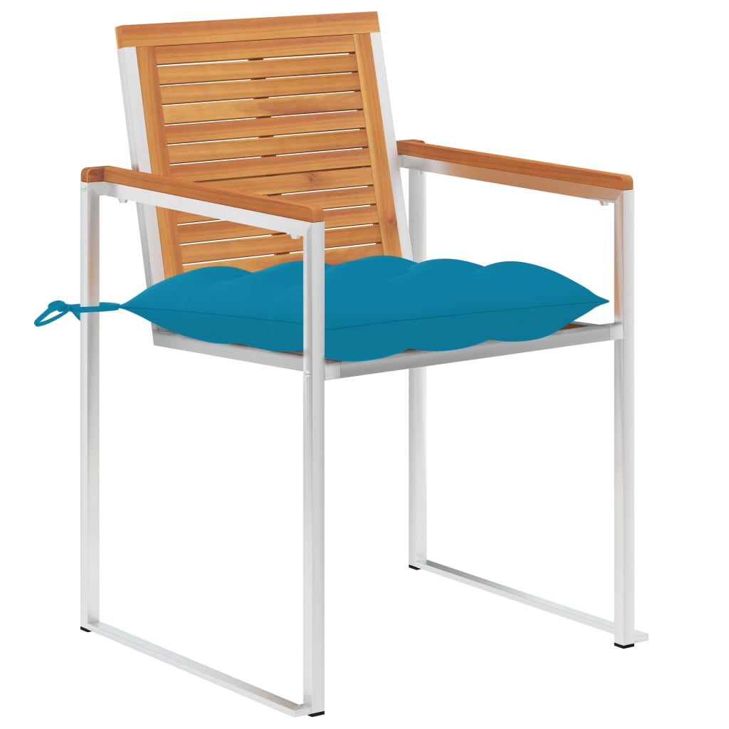 Tuinstoelen 2 St Met Kussens Massief Acaciahout En Staal 1 lichtblauw