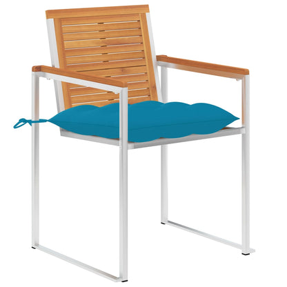 Tuinstoelen 2 St Met Kussens Massief Acaciahout En Staal 1 lichtblauw