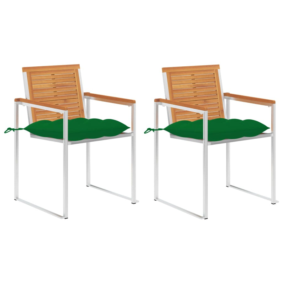 Tuinstoelen 2 St Met Kussens Massief Acaciahout En Staal 1 Groen