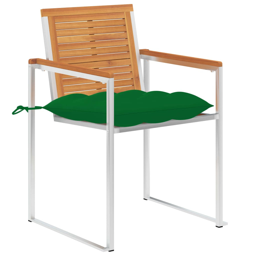 Tuinstoelen 2 St Met Kussens Massief Acaciahout En Staal 1 Groen