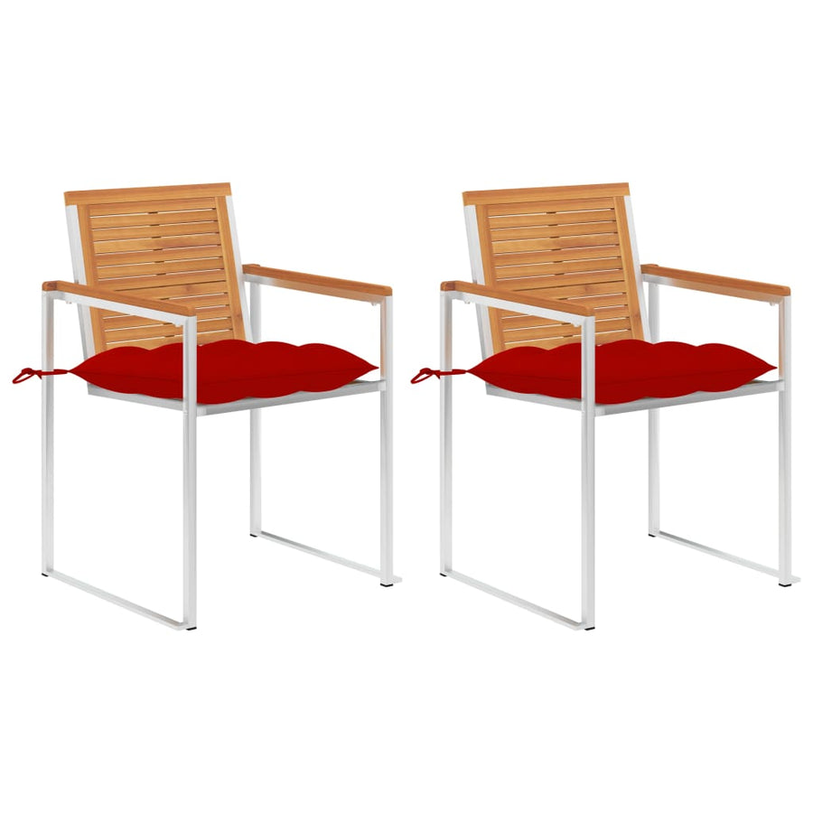 Tuinstoelen Met Kussens Massief Acaciahout En Staal 2