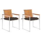 Tuinstoelen 2 st massief acaciahout staal taupe