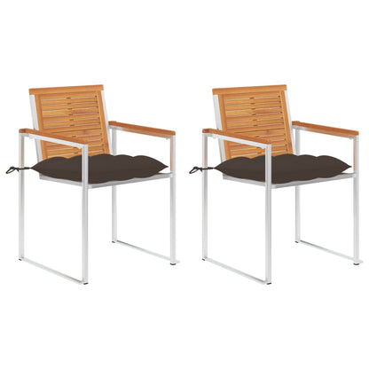 Tuinstoelen 2 St Met Kussens Massief Acaciahout En Staal 1 Taupe