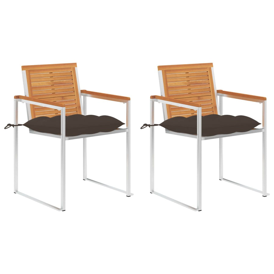 Tuinstoelen 2 St Met Kussens Massief Acaciahout En Staal 1 Taupe