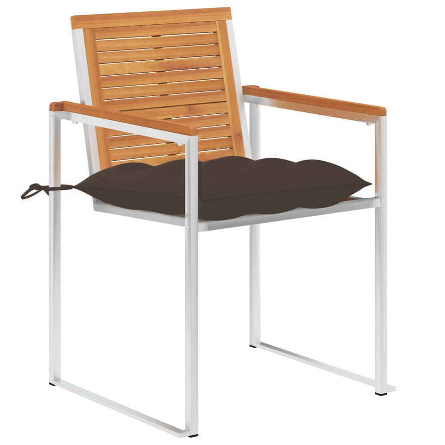 Tuinstoelen 2 St Met Kussens Massief Acaciahout En Staal 1 Taupe