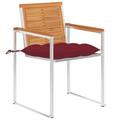 Tuinstoelen 2 St Met Kussens Massief Acaciahout En Staal Wijnrood