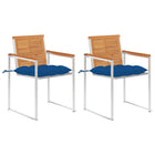 Garden Chairs 2 Pcs With Cushions Solid Acacia Wood And Steel 1