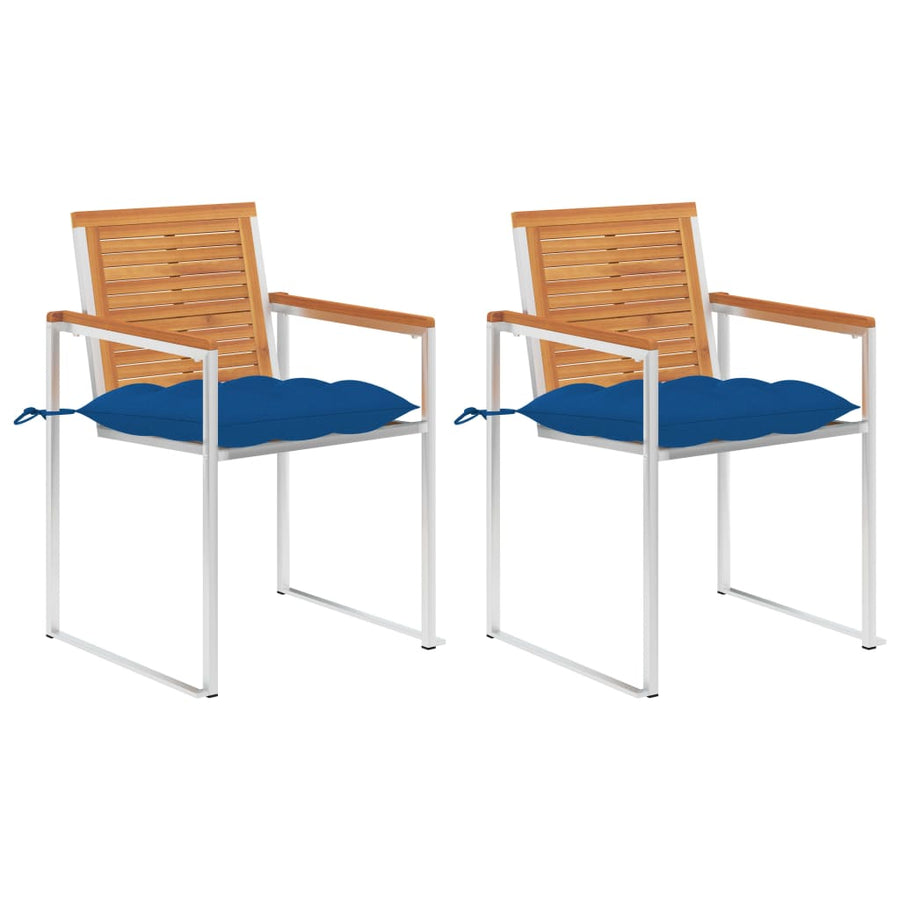 Tuinstoelen 2 St Met Kussens Massief Acaciahout En Staal 1