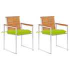 Garden chairs 2 pcs with cushions solid acacia wood and steel