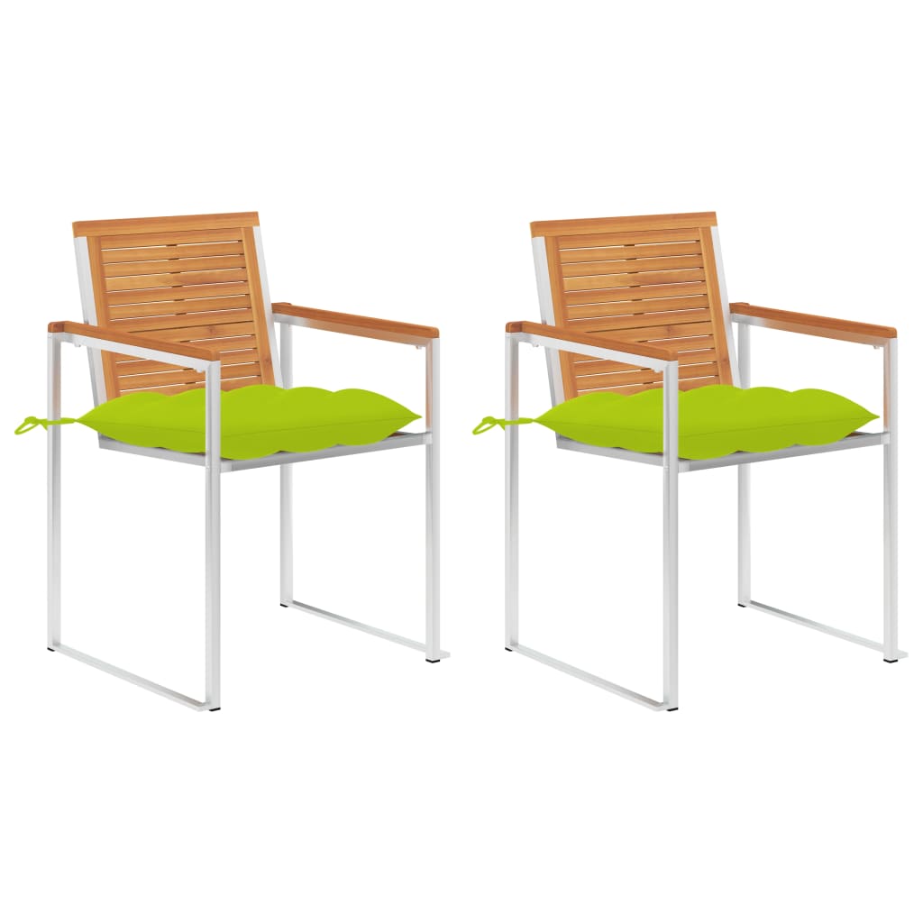 Tuinstoelen 2 St Met Kussens Massief Acaciahout En Staal Heldergroen