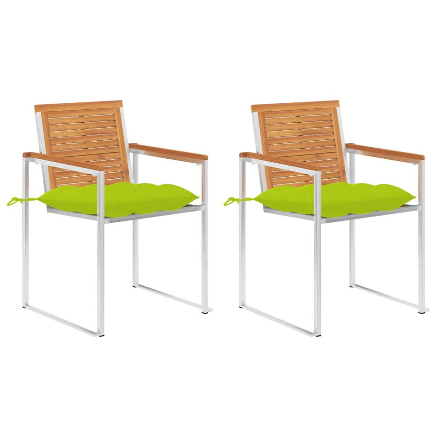 Tuinstoelen 2 St Met Kussens Massief Acaciahout En Staal Heldergroen