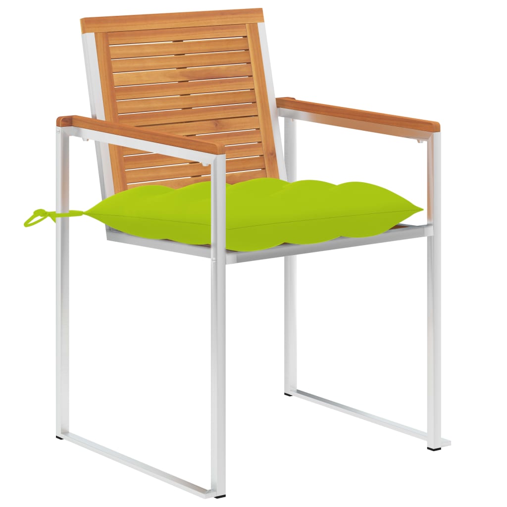Tuinstoelen 2 St Met Kussens Massief Acaciahout En Staal Heldergroen