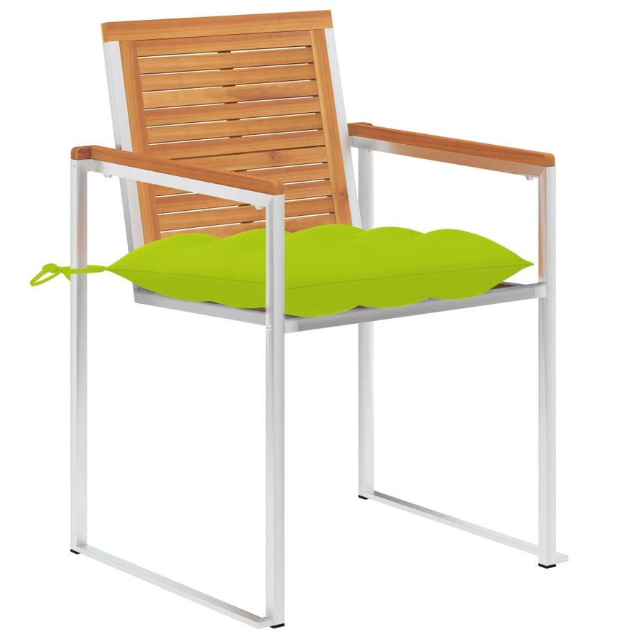 Tuinstoelen 2 St Met Kussens Massief Acaciahout En Staal Heldergroen
