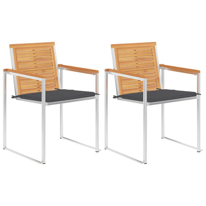 Tuinstoelen 2 St Met Kussens Massief Teakhout En Staal Antraciet