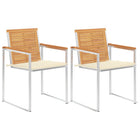 Garden chairs 2 pcs with cushions solid teak and steel