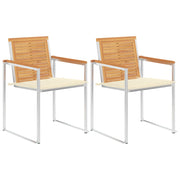 Tuinstoelen 2 st massief teakhout staal met kussens