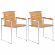 Tuinstoelen 2 st massief teakhout staal met kussens