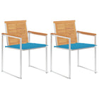 Garden chairs 2 pcs with cushions solid teak and steel