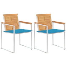 Tuinstoelen 2 St Met Kussens Massief Teakhout En Staal Blauw