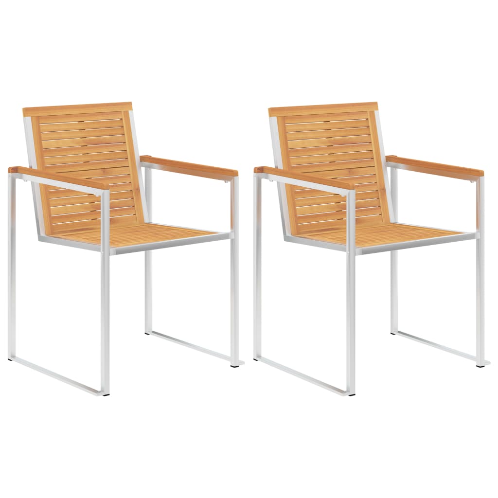 Tuinstoelen 2 St Met Kussens Massief Teakhout En Staal Blauw