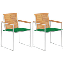 Tuinstoelen 2 St Met Kussens Massief Teakhout En Staal Groen