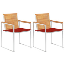 Tuinstoelen 2 St Met Kussens Massief Teakhout En Staal Rood