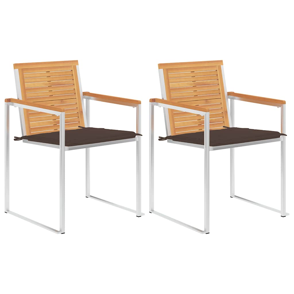 Tuinstoelen 2 St Met Kussens Massief Teakhout En Staal Taupe