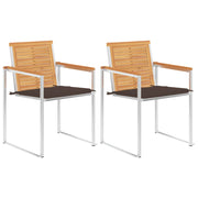 Tuinstoelen 2 st massief teakhout staal taupe kussens