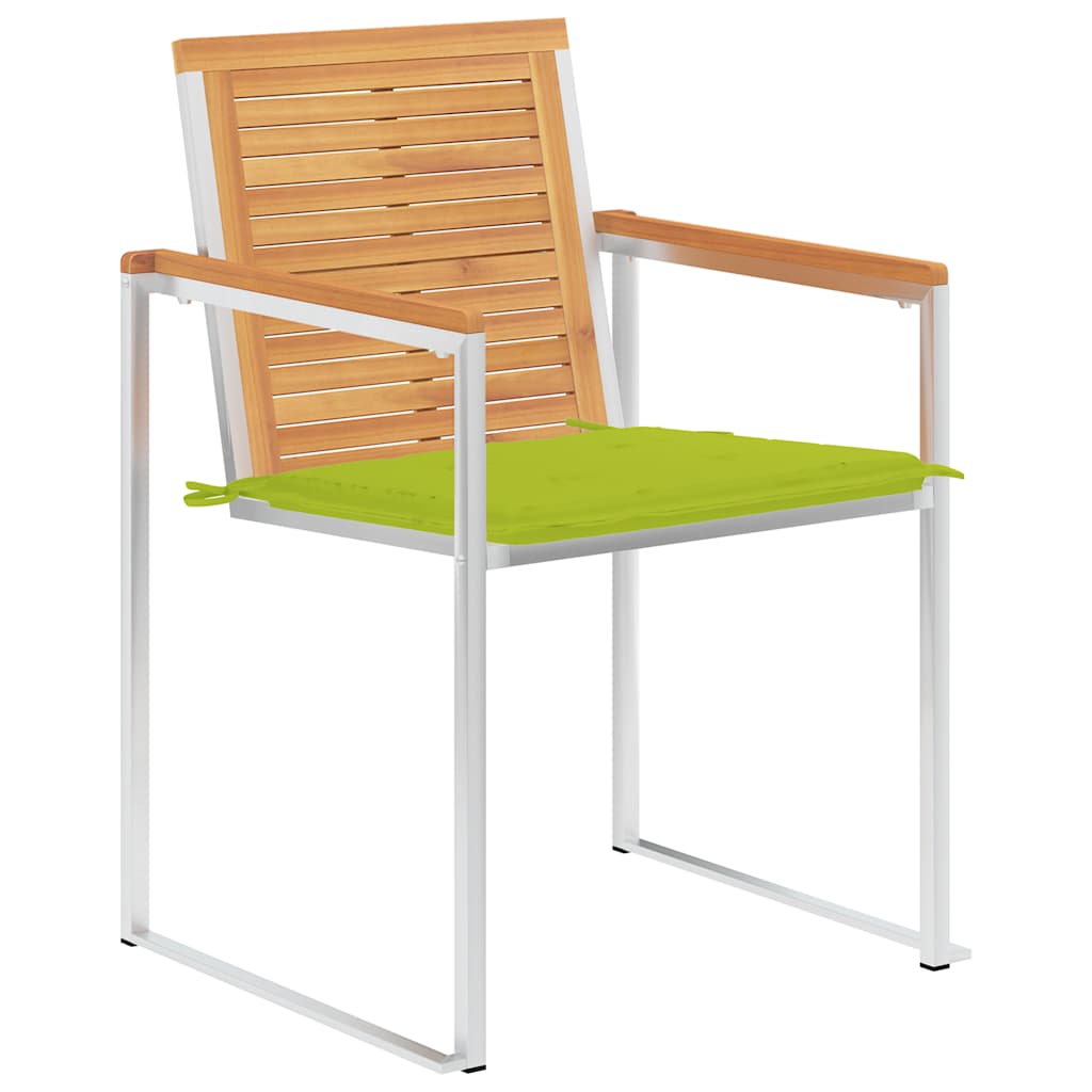 Tuinstoelen 2 St Met Kussens Massief Teakhout En Staal Heldergroen