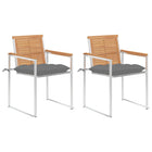 Garden chairs 2 pcs with cushions solid teak and steel