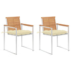 Garden Chairs with Cushions Solid Teak and Steel 2
