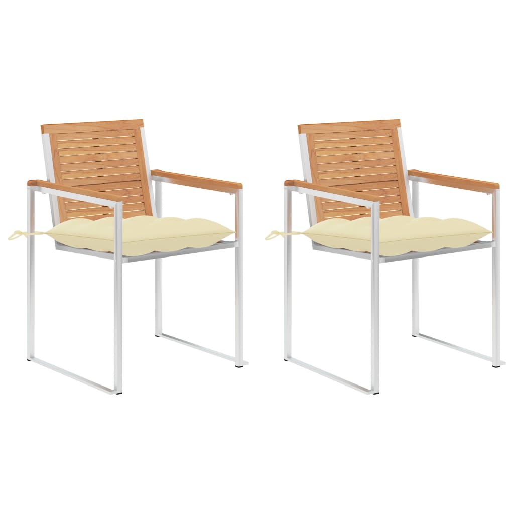 Tuinstoelen Met Kussens Massief Teakhout En Staal 2
