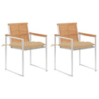 Garden Chairs with Cushions Solid Teak and Steel 2