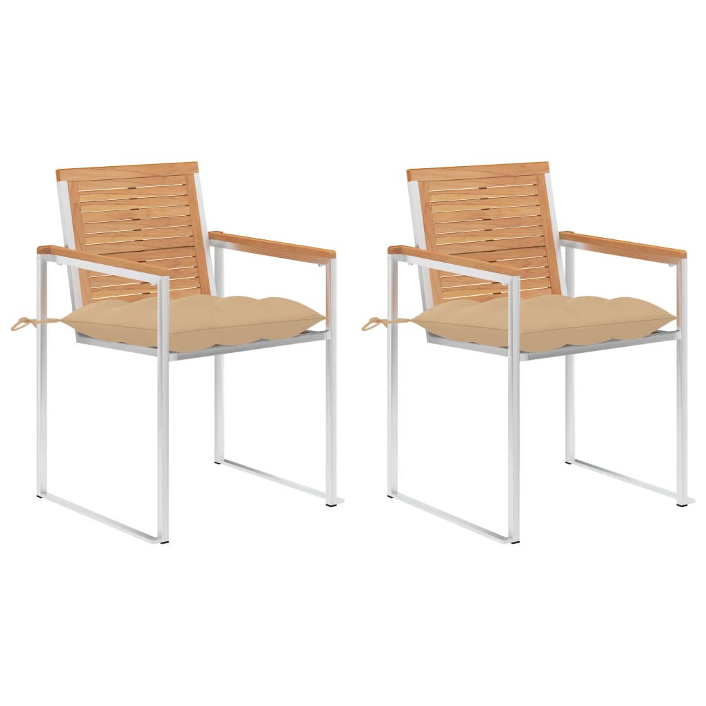 Tuinstoelen Met Kussens Massief Teakhout En Staal 2